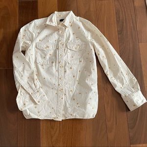 J.Crew gold glitter star shirt shacket